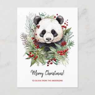 Schattige Panda Beer rustieke kerstbotanicals Briefkaart