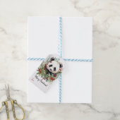 Schattige Panda Beer rustieke kerstbotanicals Cadeaulabel (Met Touw)