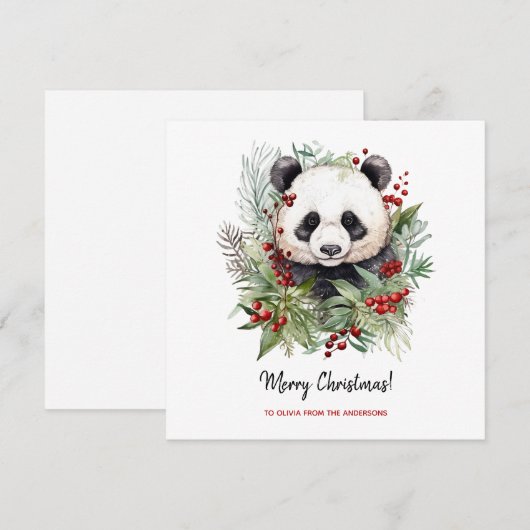 Schattige Panda Beer rustieke kerstbotanicals Feestdagenkaart (Voorkant / Achterkant)