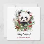 Schattige Panda Beer rustieke kerstbotanicals Feestdagenkaart (Voorkant)