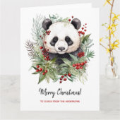 Schattige Panda Beer rustieke kerstbotanicals Kaart (Gele Bloem)