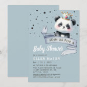Schattige Panda Beer Sterren Blue Sky Baby shower Kaart (Voorkant / Achterkant)