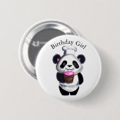 Schattige Panda Beer Verjaardags Meisje Button (Voorkant /achterkant)