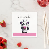 Schattige Panda Beer Verjaardags Papier Servet (Insitu)