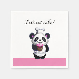 Schattige Panda Beer Verjaardags Papier Servet