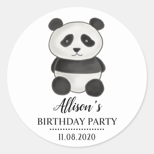 Schattige Panda Beer Verjaardagsfeest Ronde Sticker (Voorkant)