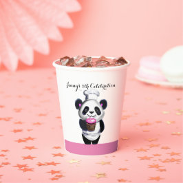 Schattige Panda Beer Verjaardagspapier beker