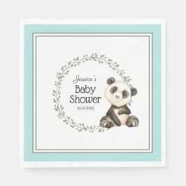 Schattige Panda Beer Waterverf Baby shower Servet