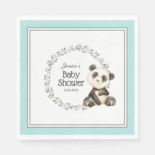 Schattige Panda Beer Waterverf Baby shower Servet (Voorkant)