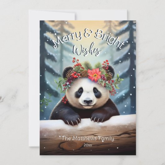 Schattige Panda Beer Woodland Forest vrolijk en he Feestdagenkaart (Voorkant)