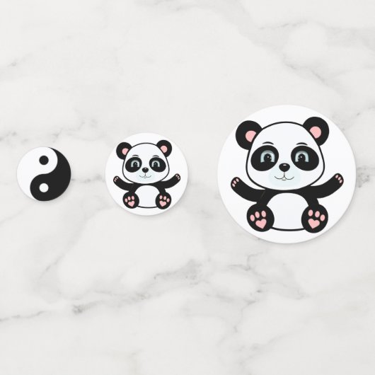 Schattige Panda Beer & Yin Yang Zwart & Wit Confetti (Voorkanten)