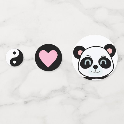 Schattige Panda Beer & Yin Yang Zwart & Wit Confetti (Achterkanten)