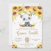 Schattige Panda Beer Zonnebloem Bloemen Baby showe Kaart (Voorkant)