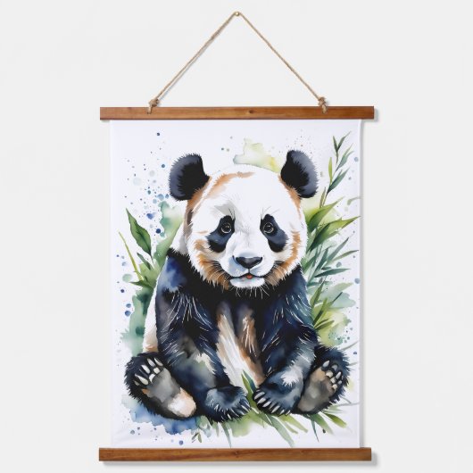 Schattige Panda Beren Hangend Wandkleed (Voorkant 3)