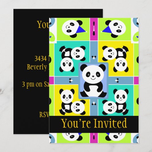 Schattige Panda-Beren Heldere kleuren Kaart (Voorkant / Achterkant)