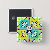 Schattige Panda-Beren Heldere kleuren Vierkante Button 5,1 Cm (Voorkant /achterkant)