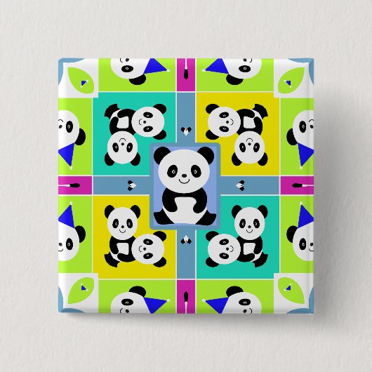 Schattige Panda-Beren Heldere kleuren Vierkante Button 5,1 Cm (Voorkant)