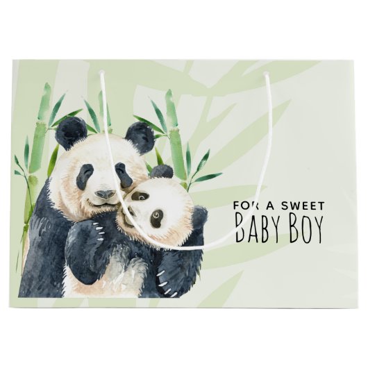 Schattige panda Beren knuffelen Waterverf baby jon Groot Cadeauzakje (Voorkant)