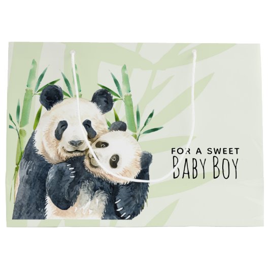Schattige panda Beren knuffelen Waterverf baby jon Groot Cadeauzakje (Achterkant)