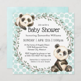 Schattige Panda Beren Square Baby shower Kaart