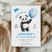 Schattige Panda Blue Balloon 1e verjaardag Kaart