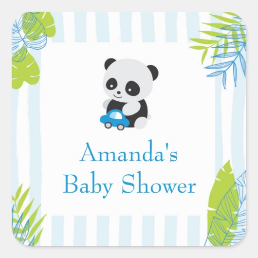 Schattige Panda Boy Baby shower Favor Gift Sticker (Voorkant)