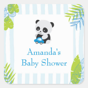 Schattige Panda Boy Baby shower Favor Gift Sticker