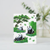 schattige panda-Cartoon Briefkaart (Staand voorkant)