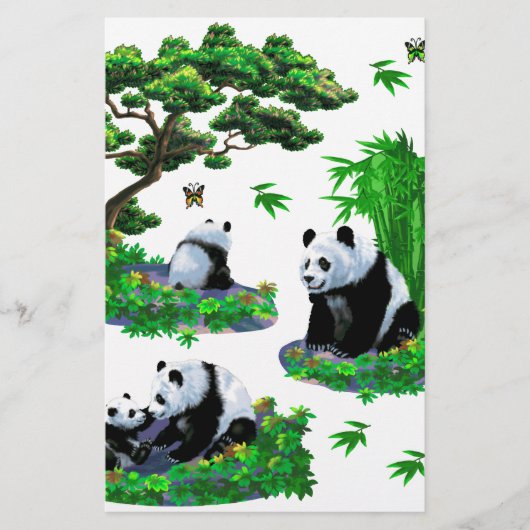 schattige panda-Cartoon Briefpapier (Voorkant)