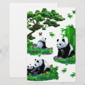 schattige panda-Cartoon Briefpapier (Voorkant / Achterkant)