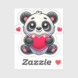 Schattige Panda Cartoon Heart Design Sticker