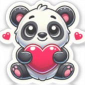 Schattige Panda Cartoon Heart Design Sticker (Voorkant)