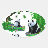 schattige panda-Cartoon Ovale Sticker (Voorkant)