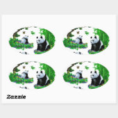 schattige panda-Cartoon Ovale Sticker (Vel)