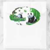 schattige panda-Cartoon Ovale Sticker (Tas)