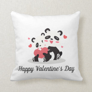 Schattige Panda Couple Valentijn Sierkussen