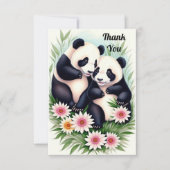 Schattige Panda CoupleFlat Dank u kaart (Voorkant)