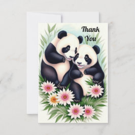 Schattige Panda CoupleFlat Dank u kaart