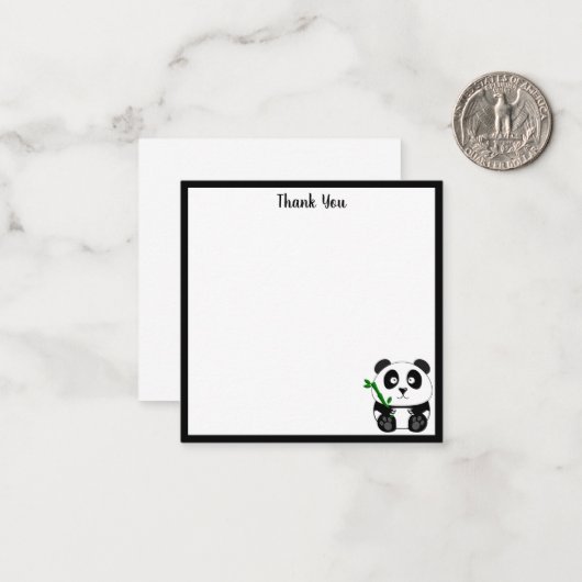 Schattige Panda Dank Je Notitiekaartje (Voorkant / Achterkant in situ)