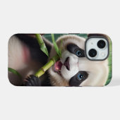 Schattige panda die bamboe eet iPhone 15 case (Achterkant horizontaal)
