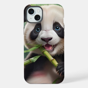 Schattige panda die bamboe eet iPhone 15 plus case