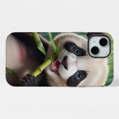 Schattige panda die bamboe eet iPhone hoesje (Achterkant horizontaal)