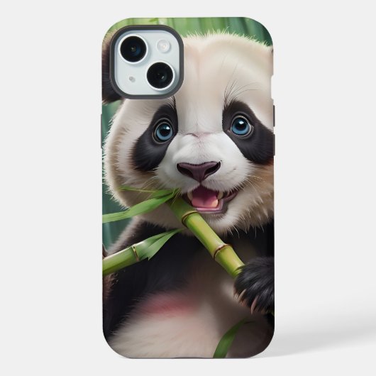 Schattige panda die bamboe eet iPhone hoesje (Achterkant)