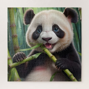 Schattige Panda die Bamboe Eet Legpuzzel