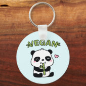 Schattige panda die bamboe kauwt veganist sleutelhanger (Voorkant)