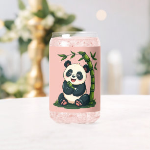 Schattige Panda die Bamboe Omhelst Cute Cartoon Ku Blikvorm Glas