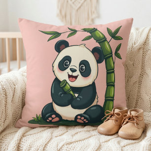 Schattige panda die bamboe omhelst, leuke cartoonk kussen