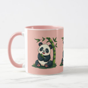 Schattige panda die bamboe omhelst, leuke cartoonk mok