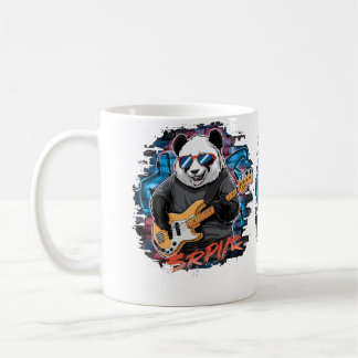 Schattige Panda die Basgitaar Speelt Dier dat Gita Koffiemok