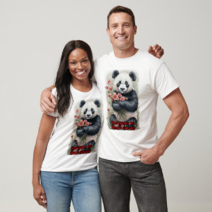 Schattige panda die bloemen draagt voor Moederdag  T-shirt